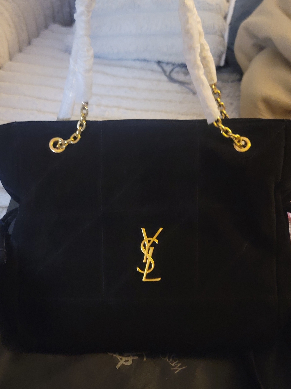 Black Quilted Tote with Gold Hardware - Designer Inspired